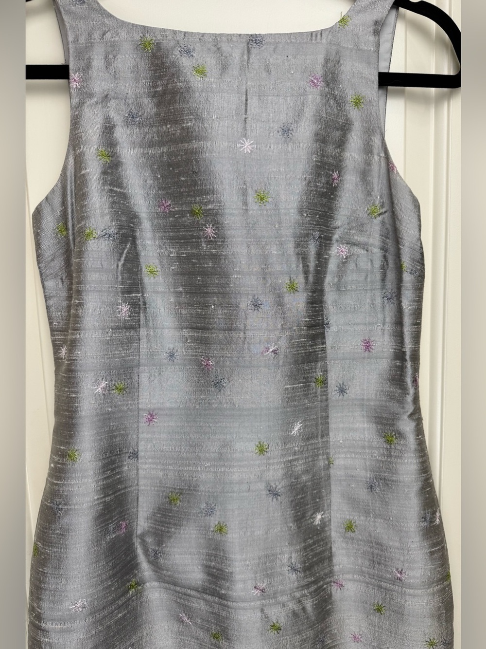 Vintage Nicole Miller Collection Silk Embroidered Silver Dress 4. Y2K - Picture 2 of 10